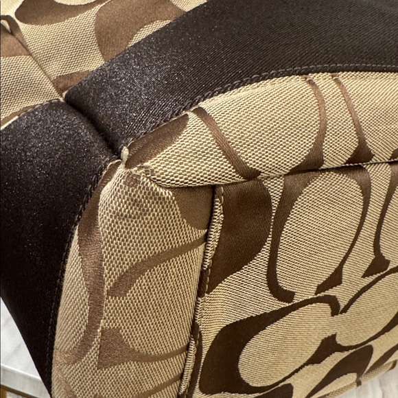 Coach Signature Stripe Baby Diaper Work Travel Large Canvas Brown Tote - Picture 13 of 17